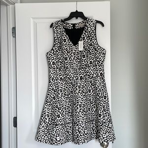 NWT Banana Republic White Cheetah Dress Sz 14